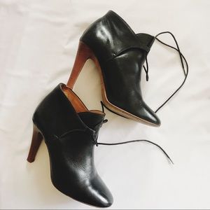 Sezane Black Leather Hunter Boots SZ 39/US 8